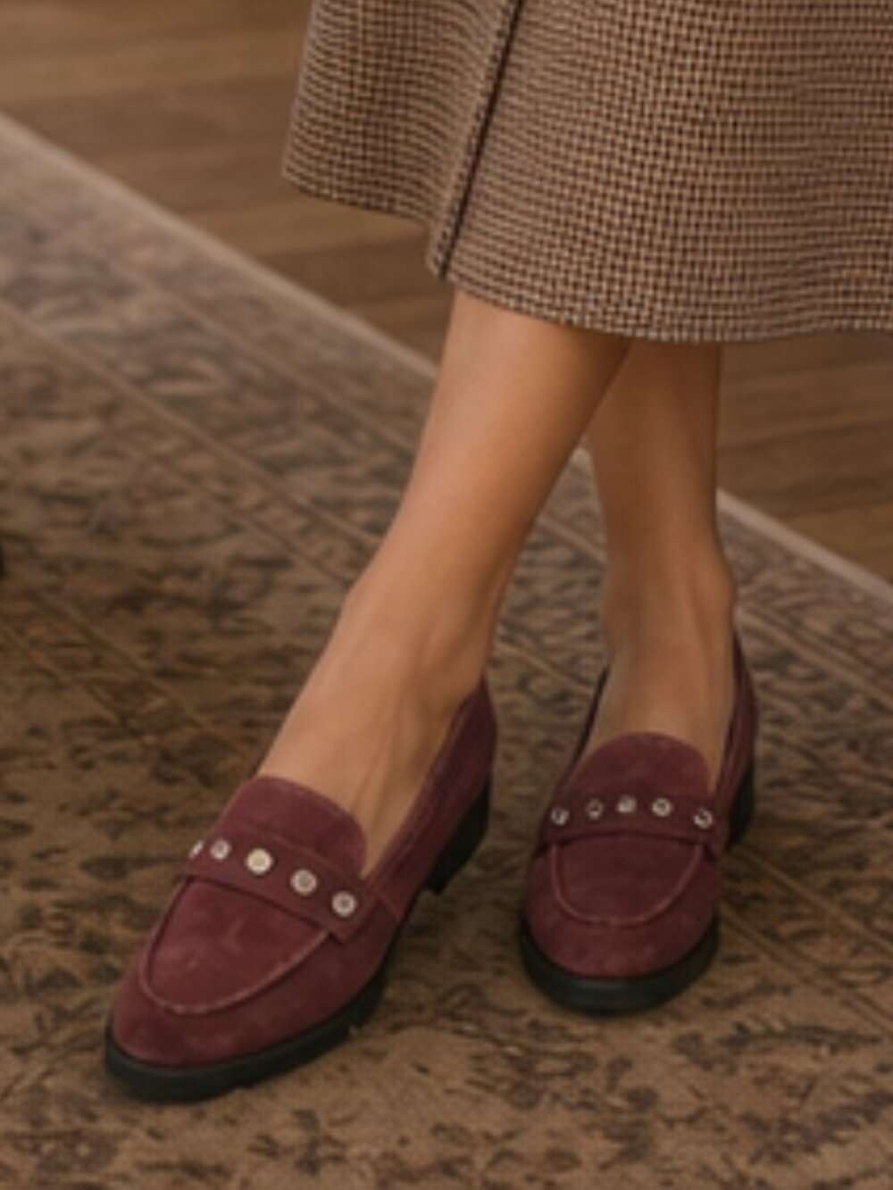 Naturalizer 7.5 Gaia Suede Studded Loafers